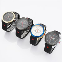 Curren® män smycken Watch, Silikon, med zinklegering ratten & Glas, plated, för människan & vattentät, fler färger för val, 40x12mm, Längd Ca 9.4 inch, Säljs av PC