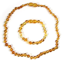 Amber Jewelry Set, bracelet & necklace, for children, more colors for choice, 32cm, Sold Per Approx 6 Inch, Approx 12.5 Inch Strand
