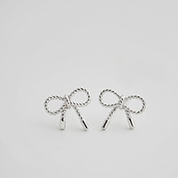 Brass Stud Earring Bowknot platinum color plated for woman Sold By Pair