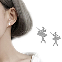 Brass Stud Earring Girl platinum color plated for woman Sold By Pair