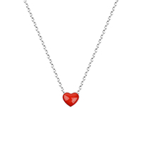 Messing Halskette, mit Verlängerungskettchen von 2lnch, Herz, Platinfarbe platiniert, für Frau & Epoxy Aufkleber, 8x8mm, verkauft per ca. 15.7 ZollInch Strang