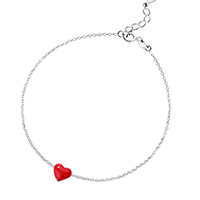 Bracelets en laiton, avec 1.5inch chaînes de rallonge, coeur, Placage de couleur platine, chaîne ovale & pour femme & autocollant époxyde, 8x8mm, Vendu par Environ 6 pouce brin