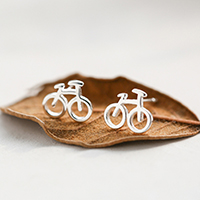 Pendientes de Perno en Latón, metal, Bicicleta, chapado en color de platina, para mujer, 6*5mm, Vendido por Par