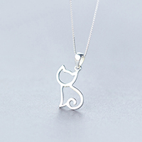 Brass Jewelry Pendants, Cat, platinum color plated, for woman, 20x12mm, Hole:Approx 4x6mm, Sold By PC