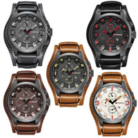 Curren® män smycken Watch, Kohud, med zinklegering ratten & Glas, plated, för människan, fler färger för val, 42x10mm, 22mm, Längd Ca 9.4 inch, Säljs av PC
