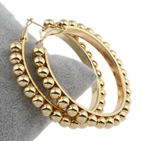 Tibetan Style Hoop Earring, stainless steel post pin, gold color plated, 57mm, Sold By Pair