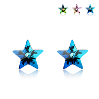 Crystal Earrings 925 Sterling Silver with Crystal Star platinum plated for woman & faceted Sold By Lot