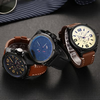 Curren® män smycken Watch, Kohud, med zinklegering ratten & Glas, plated, för människan & vattentät, fler färger för val, 48x15mm, 24mm, Längd Ca 9.4 inch, Säljs av PC