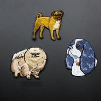 Cloth Sewing-on Patch, Dog, Embroidery, Can be ironed & different styles for choice, 40x42mm-40x52mm, Sold By PC