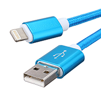 cordón de nylon Cable de datos, con aleación de zinc, para el iPhone 6, azul, 1016mm, Vendido por Sarta
