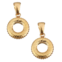 Bijoux pendentifs en acier inoxydable , beignet, Placage de couleur d'or, 12x14.50x2.50mm, Trou:Environ 3.5x6mm, Vendu par PC