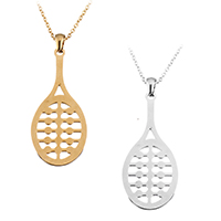 Stainless Steel Jewelry Necklace Badminton Racket plated oval chain & for woman 1mm Sold Per Approx 18 Inch Strand