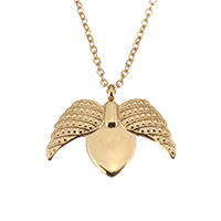 Stainless Steel Jewelry Necklace Wing Shape gold color plated oval chain & for woman 1mm Sold Per Approx 18 Inch Strand