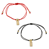 laiton bracelet de Woven Ball, avec corde en nylon, abaque, Plaqué d'or, unisexe & réglable & pavé de micro zircon, plus de couleurs à choisir, 7x20mm, 2mm, Longueur Environ 6-10 pouce, 10Strandstoron/lot, Vendu par lot