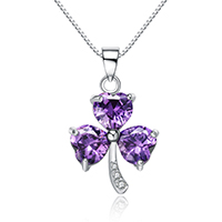 Crystal Pendants 925 Sterling Silver with Crystal Four Leaf Clover platinum plated micro pave cubic zirconia & faceted Approx 4-10mm Sold By Lot