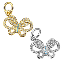 Cubic Zirconia Micro Pave Brass Pendant Butterfly plated micro pave cubic zirconia & hollow Approx 5mm Sold By Lot