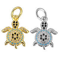 Cubic Zirconia Micro Pave Brass Pendant, Turtle, plated, micro pave cubic zirconia, more colors for choice, 14.50x18x4mm, Hole:Approx 5mm, 10PCs/Lot, Sold By Lot
