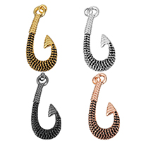 Cubic Zirconia Micro Pave Brass Pendant, Pirate Fishhook, plated, micro pave cubic zirconia, more colors for choice, 16x32.50x4.50mm, Hole:Approx 2.8mm, 5PCs/Lot, Sold By Lot