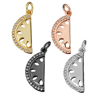 Cubic Zirconia Micro Pave Brass Pendant, Dome, plated, micro pave cubic zirconia & hollow, more colors for choice, 8x19x2mm, Hole:Approx 3mm, 10PCs/Lot, Sold By Lot