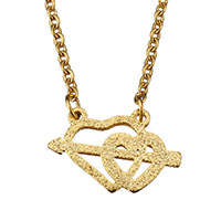 Unisex náhrdelník, Nerez, Srdce, barva pozlacený, oválný řetězu & dutý & Stardust, 19x12mm, 2mm, Prodáno za Cca 18 inch Strand