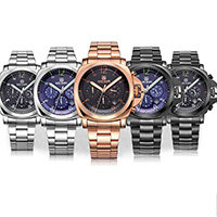 Reloj para hombre MEGIR®, acero inoxidable, con dial de aleación de cinc & Vidrio, chapado, Resistente al agua de la vida & luminoso, más colores para la opción, 43x17mm,21mm, longitud:aproximado 5.9 Inch, Vendido por UD