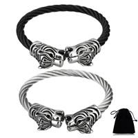Stainless Steel Bangle with Velveteen Animal plated Unisex & adjustable & blacken 6mm Inner Approx Length Approx 8.5 Inch Sold By PC