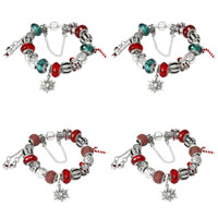 Zinc Alloy European Bracelet with Crystal plated & Christmas jewelry & for woman & enamel & faceted & with rhinestone lead & cadmium free 180-210mm Sold By Strand
