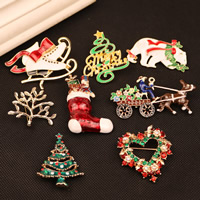 julen Broscher, Zink Alloy, plated, Julen smycken & olika stilar för val & emalj, leda & kadmiumfri, 45-70mm, Säljs av PC