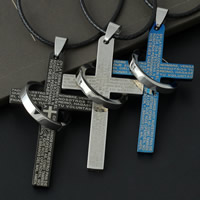 Stainless Steel Cross Pendants plated with letter pattern Approx 3-5mm Sold By PC