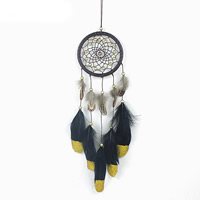 Fashion Dream Catcher, Feather, with Velveteen Cord & Wood, 50cm, Sold By PC