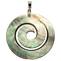 Natural Abalone Shell Halsband, Havsöra, med mässing bail, platina pläterad, 46x53x2mm, Hål:Ca 4x6mm, Säljs av PC