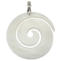 Natural White Shell Pendants with brass bail platinum color plated Approx Sold By PC