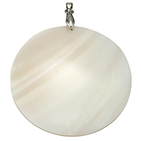 Natural White Shell Pendants with brass bail Flat Round platinum color plated Approx Sold By PC