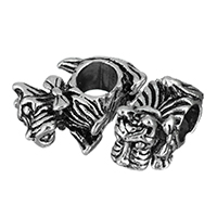 Tibetan Style European Beads, Tiger, antique silver color plated, without troll, nickel, lead & cadmium free, 6x11.50x15mm, Hole:Approx 4.5mm, 100PCs/Lot, Sold By Lot