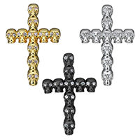 Cubic Zirconia Micro Pave Brass Beads Skull Cross plated micro pave cubic zirconia Approx 1.5mm Sold By Lot