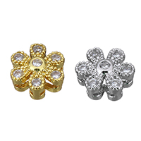 Cubic Zirconia Micro Pave Brass Beads Flower plated multihole & micro pave cubic zirconia Approx Sold By Lot
