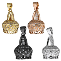 Cubic Zirconia Micro Pave Brass Pendant, plated, with loop & micro pave cubic zirconia, more colors for choice, 12.50x19x12.50mm, Hole:Approx 4x5mm, 10PCs/Lot, Sold By Lot