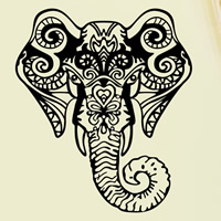 Wall Stickers & Decals, PVC Plastic, Elephant, adhesive, black, 380x430mm, Sold By PC