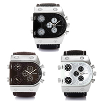 Oulm® Men Jewelry Watch, Cowhide, with Tibetan Style dial & Glass, platinum color plated, adjustable & for man, more colors for choice, nickel, lead & cadmium free, 47x53x12mm, 23mm, Length:Approx 9.6 Inch, Sold By PC