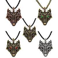 Unisex Necklace, Tibetan Style, Wolf, plated, enamel & blacken, more colors for choice, nickel, lead & cadmium free, Sold Per Approx 22.5 Inch Strand