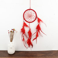 Feather DIY Dream Catcher, with Velveteen Cord & Copper Coated Plastic, more colors for choice, 400mm, Sold By PC