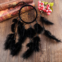 Fashion Dream Catcher, Feather, with Velveteen Cord & Glass Seed Beads, more colors for choice, 470mm, Sold By PC