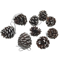 Holz Weihnachtsbaum-Dekoration, Tannenzapfen, Weihnachtsschmuck, 30-40mm, 9PCs/Tasche, verkauft von Tasche