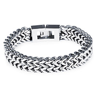 Men Bracelet, Stainless Steel, different packing style for choice & wheat chain & for man, original color, 12mm, Sold Per Approx 8 Inch Strand