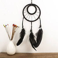 Fashion Dream Catcher, Feather, with Velveteen Cord & Glass Seed Beads, more colors for choice, 480mm, Sold By PC