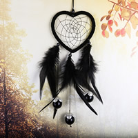 Fashion Dream Catcher, Feather, with Velveteen Cord & Glass Seed Beads & Plastic, 400mm, Sold By PC