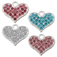 Brass Heart Pendants real silver plated micro pave cubic zirconia Approx 2mm Sold By Lot