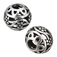 Tibetan Style Hollow Beads, Drum, antique silver color plated, nickel, lead & cadmium free, 12x10x12mm, Hole:Approx 3.5mm, 500PCs/Lot, Sold By Lot
