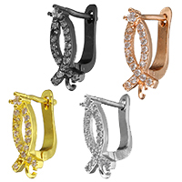 Brass Leverback Earring, plated, with loop & micro pave cubic zirconia & for woman, more colors for choice, 7x16x14mm, 1.2mm, Hole:Approx 1.5mm, 20Pairs/Lot, Sold By Lot