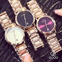 GUOU® Unisex Biżuteria Watch, Stopów tytanu, ze Szkło, Powlekane, Odporność na życie w wodzie & dla kobiety, 33x8mm, długość około 7.4 cal, sprzedane przez PC